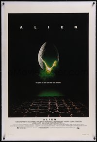 7x0450 ALIEN linen studio style 1sh 1979 Ridley Scott sci-fi monster classic, hatching egg image!