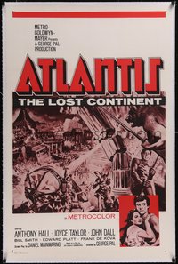 7x0460 ATLANTIS THE LOST CONTINENT linen 1sh R1960s George Pal sci-fi, cool Joseph Smith art, rare!