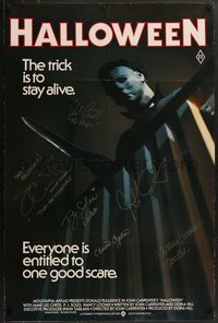 7x0001 HALLOWEEN signed Aust 1sh 1979 by John Carpenter, Jamie Lee Curtis, Nick Castle + THREE more!