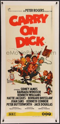 7x1046 CARRY ON DICK linen Aust daybill 1974 Sidney James, Barbara Windsor, Kenneth Williams!