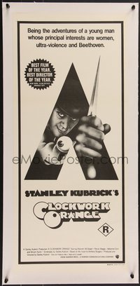 7x1048 CLOCKWORK ORANGE linen Aust daybill R1970s Stanley Kubrick, Castle art of Malcolm McDowell!