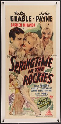 7x1065 SPRINGTIME IN THE ROCKIES linen Aust daybill 1943 Betty Grable, Cesar Romero & Carmen Miranda!