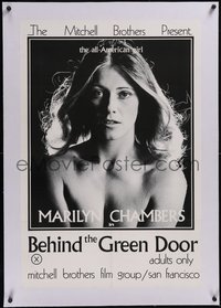 7x0465 BEHIND THE GREEN DOOR linen 24x36 1sh 1972 Mitchell Bros classic, sexy naked Marilyn Chambers!