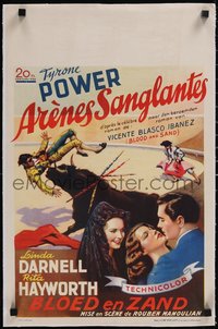 7x1071 BLOOD & SAND linen Belgian 1946 different art of matador bullfight, Power, Hayworth & Darnell