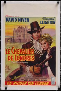 7x1075 ELUSIVE PIMPERNEL linen Belgian 1951 Powell & Pressburger, David Niven, Margaret Leighton!