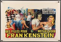 7x1085 I WAS A TEENAGE FRANKENSTEIN linen Belgian 1957 wonderful art of monster + grabbing sexy girl!