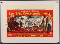 7x1101 TEN COMMANDMENTS linen Belgian 1956 Cecil B. DeMille, art of Charlton Heston, Yul Brynner!