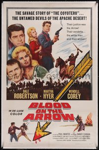 7x0478 BLOOD ON THE ARROW linen 1sh 1964 Dale Robertson, untamed devils of the Apache desert!