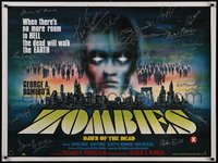 7x0004 DAWN OF THE DEAD signed British quad 1980 by George A. Romero, Dario Argento + 16 more, WOW!