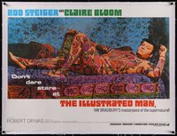 7x0417 ILLUSTRATED MAN linen British quad 1969 Ray Bradbury, different image of tattooed Rod Steiger!