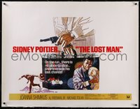 7x0418 LOST MAN linen British quad 1969 cool different art of Sidney Poitier & Shimkus, ultra rare!