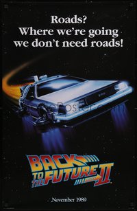 7x0100 BACK TO THE FUTURE II 25x39 commercial poster 1989 where we're going don't need roads, rare!