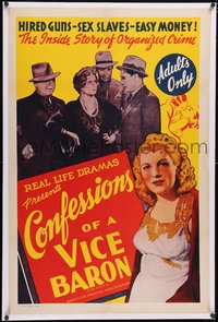 7x0507 CONFESSIONS OF A VICE BARON linen 1sh 1942 hired guns, sex slaves & easy money, cool art!