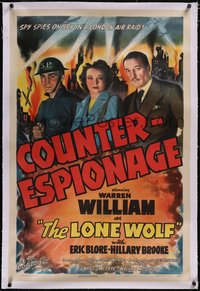 7x0510 COUNTER-ESPIONAGE linen 1sh 1942 Warren William as The Lone Wolf investigates spy ring, rare!