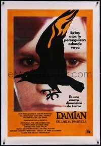 7x0517 DAMIEN OMEN II linen int'l Spanish language 1sh 1978 Lee Grant, different & ultra rare!