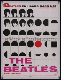 7x0917 HARD DAY'S NIGHT linen Danish 1964 Vedoe art of The Beatles in their first film, ultra rare!