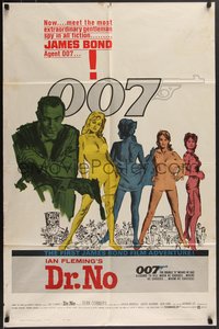 7x0196 DR. NO yellow smoke style 1sh 1963 extraordinary gentleman spy Sean Connery, 1st James Bond!