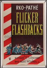 7x0544 FLICKER FLASHBACKS linen 1sh 1947 RKO comedy shorts, Fleischer, art of Keystone Kops, rare!