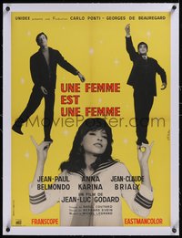 7x0963 WOMAN IS A WOMAN linen French 23x30 1961 Jean-Luc Godard, Anna Karina, Jean-Paul Belmondo