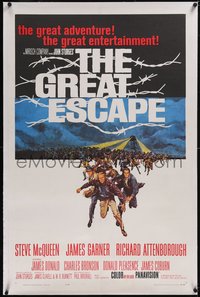 7x0561 GREAT ESCAPE linen 1sh 1963 Steve McQueen, Charles Bronson, John Sturges classic prison break!