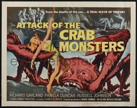 7x0140 ATTACK OF THE CRAB MONSTERS signed 1/2sh 1957 by Russell Johnson, art of sexy girl & monster!