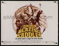 7x1117 BLAZING SADDLES linen 1/2sh 1974 art of Cleavon Little & Native American Indian Mel Brooks!