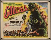 7x0145 GODZILLA style B 1/2sh 1956 Gojira, King of the Monsters, great different art, rare!