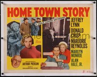 7x1122 HOME TOWN STORY linen style A 1/2sh 1951 beautiful secretary Marilyn Monroe is shown!