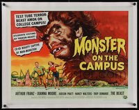 7x1127 MONSTER ON THE CAMPUS linen 1/2sh 1958 Reynold Brown art of test tube terror running amok!