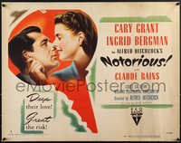 7x0147 NOTORIOUS style B 1/2sh 1946 Cary Grant & Ingrid Bergman in giant key, Hitchcock, ultra rare!