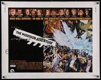 7x1130 POSEIDON ADVENTURE linen 1/2sh 1972 cool art of Gene Hackman escaping by Mort Kunstler!