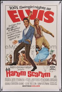 7x0570 HARUM SCARUM linen 1sh 1965 rockin' Elvis Presley & Mary Ann Mobley in a swingin' spoof!