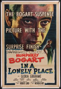 7x0590 IN A LONELY PLACE linen 1sh 1950 huge Humphrey Bogart, sexy Gloria Grahame, Nicholas Ray!