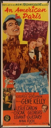 7x0033 AMERICAN IN PARIS insert 1951 different montage of Gene Kelly & Leslie Caron dancing!