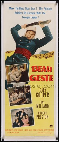 7x1020 BEAU GESTE linen insert R1950 William Wellman, Legionnaire Gary Cooper raising his rifle!