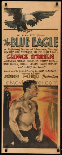 7x0034 BLUE EAGLE insert 1926 barechested George O'Brien in WWI, directed by John Ford, ultra rare!