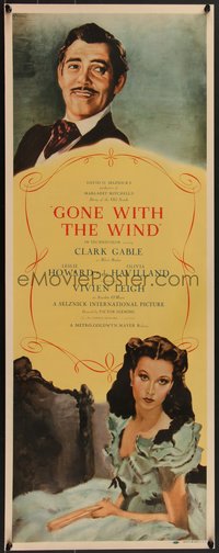 7x0032 GONE WITH THE WIND insert 1939 great Armando Seguso art of Clark Gable & Vivien Leigh, rare!