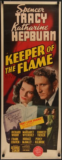 7x0044 KEEPER OF THE FLAME insert 1942 Tracy doesn't know if Katharine Hepburn is a murderess, rare!