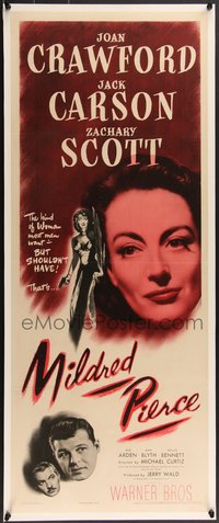 7x0046 MILDRED PIERCE insert 1945 Joan Crawford's the woman most men want, but shouldn't have, rare!