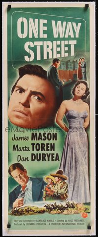 7x1032 ONE WAY STREET linen insert 1950 James Mason, sexy Marta Toren, Dan Duryea, ultra rare!