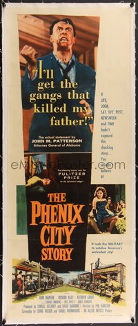 7x1034 PHENIX CITY STORY linen insert 1955 classic noir, it took military to subdue their sin, rare!