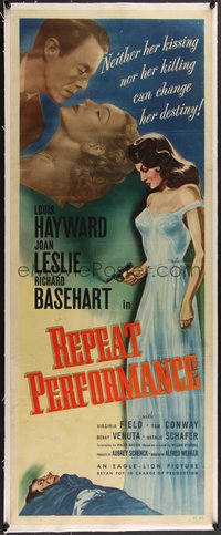 7x1037 REPEAT PERFORMANCE linen insert 1947 Joan Leslie's kissing nor killing changes her destiny!