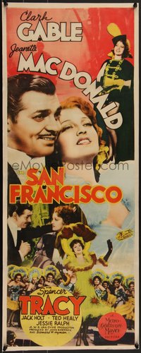 7x0052 SAN FRANCISCO insert 1936 different montage of Clark Gable & sexy Jeanette MacDonald, rare!