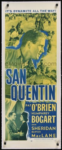 7x1038 SAN QUENTIN linen insert R1956 Humphrey Bogart, Ann Sheridan, Pat O'Brien, prison break!