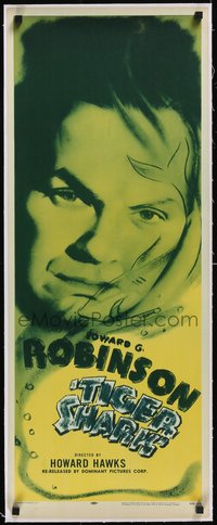 7x1042 TIGER SHARK linen insert R1956 Edward G. Robinson c/u, directed by Howard Hawks, ultra rare!