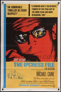 7x0198 IPCRESS FILE 1sh 1965 Michael Caine in the spy story of the century, great close-up art!