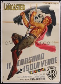 7x0366 CRIMSON PIRATE linen Italian 1p 1953 wonderful Martinati art of Burt Lancaster, ultra rare!