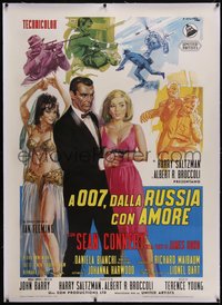 7x0367 FROM RUSSIA WITH LOVE linen Italian 1p 1964 Ciriello art of Sean Connery as James Bond, rare!