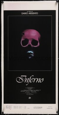 7x1016 INFERNO linen Italian locandina 1980 Dario Argento horror, really cool skull & bleeding mouth