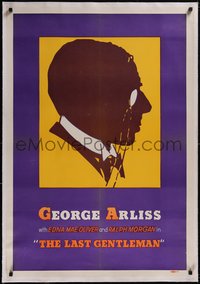 7x0612 LAST GENTLEMAN linen 1sh 1934 cool silhouette art of George Arliss w/monocle, ultra rare!